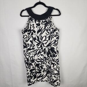 I.N. Studio Black & White Floral Halter Style Mini Dress SIZE 14